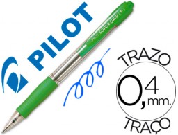 Bolígrafo Pilot Super Grip verde claro tinta azul